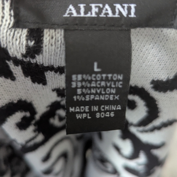 Elegant Vintage Alfani Geometric design Black & White Reversable Sweater/Jacket - Picture 15 of 16